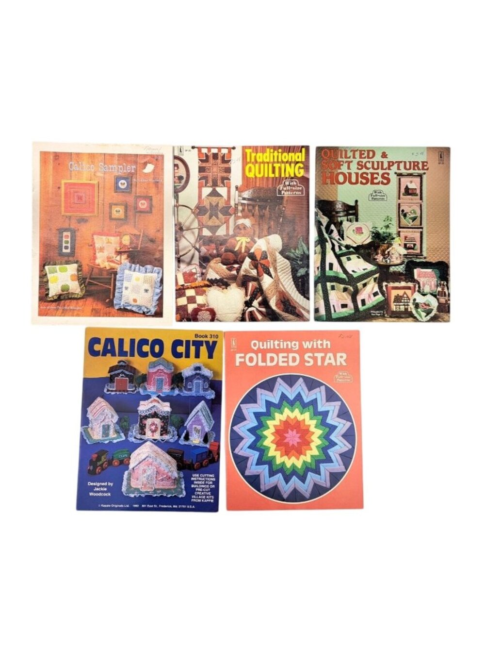 Vintage Quilting Books Calico Sampler Houses Folded Star Calico Village Lot Of 5